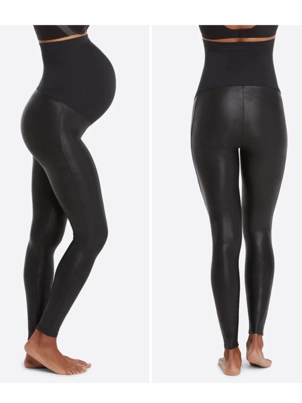 New Spanx leggings pants tights mama maternity faux leather very black XS